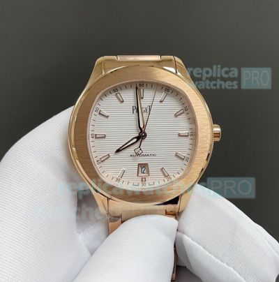 TWF Clone Piaget Polo S Rose Gold White Dial 9015 Watch